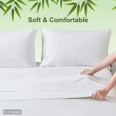 DECOREZA Solid Bedsheet 140 GSM Microfiber 144 Tc Only Single Bedsheet Not Pillow Covers- (Without Pillow Yellow-JI, Without Pillow Bedsheet)-thumb2