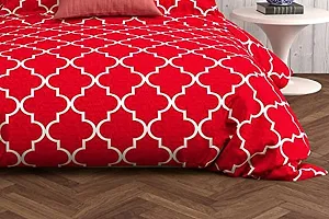 Decoreza Best Fitted with Elastic Bedsheet Platinum Printed Bedsheets Double King Size Bedsheets with 2 Pillow Covers Glace Cotton bedsheet by |DECOREZA|72 X 78 - (Red)-thumb1