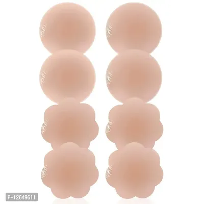 Woman Silicone Pasties, Adhesive Bra Reusable 4 Pair Invisible Silicone Nipple Cover