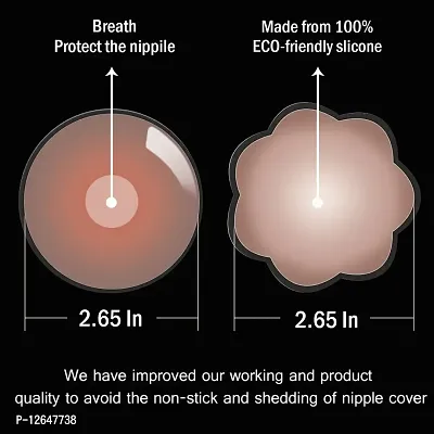 Woman Silicone Pasties, Adhesive Bra Reusable 4 Pair Invisible Silicone Nipple Cover-thumb2