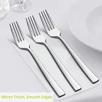 Dinner Forks Set of 12, E-far 7.9 Inch Stainless Steel Forks for Home, Kitchen or Restaurant, Non-toxic  Mirror Polished, Squared Edge  Dishwasher Safe-thumb2