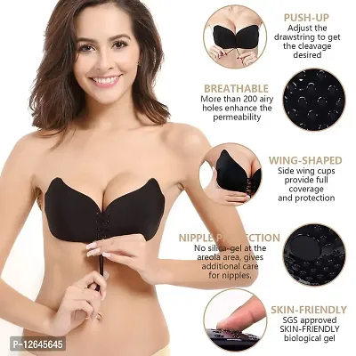 Zacca Women Silicone Push-Up Bra (Pack of 2) (Beige & Black_A/D)-thumb3