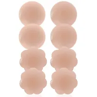 Woman Silicone Pasties, Adhesive Bra Reusable 4 Pair Invisible Silicone Nipple Cover-thumb1