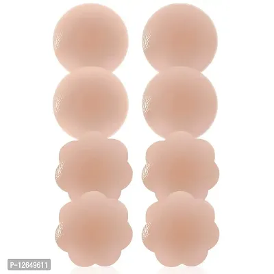 Woman Silicone Pasties, Adhesive Bra Reusable 4 Pair Invisible Silicone Nipple Cover-thumb2