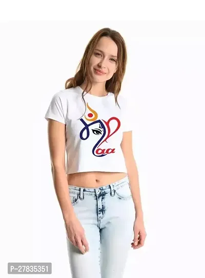 Stylish White Polyester Printed Top For Women