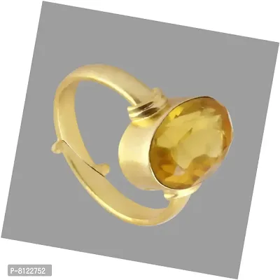 Gemstone Mart 12.25 Ratti Untreatet AA+ Quality Natural Yellow Sapphire Pukhraj Gemstone Gold Plated Ring for Mens  Womens {Lab Certified} Finger Rings