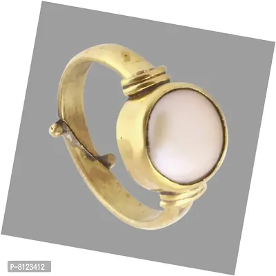 Gemstone Mart 4.25 Ratti 100% Certified Natural Pearl Gemstone Original Certified moti Adjustable panchhdhaatu Ring for Men and Women