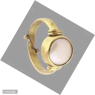 Gemstone Mart 5.25 Ratti 100% Certified Natural Pearl Gemstone Original Certified moti Adjustable panchhdhaatu Ring for Men and Women