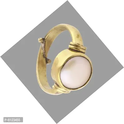 Gemstone Mart 6.25 Ratti 100% Certified Natural Pearl Gemstone Original Certified moti Adjustable panchhdhaatu Ring for Men and Women
