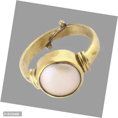 Gemstone Mart 8.25 Ratti 100% Certified Natural Pearl Gemstone Original Certified moti Adjustable panchhdhaatu Ring for Men and Women