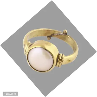 Gemstone Mart 10.25 Ratti 100% Certified Natural Pearl Gemstone Original Certified moti Adjustable panchhdhaatu Ring for Men and Women-thumb0