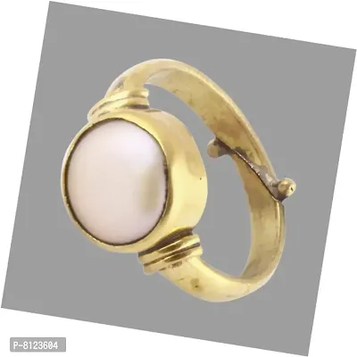 Gemstone Mart 12.25 Ratti 100% Certified Natural Pearl Gemstone Original Certified moti Adjustable panchhdhaatu Ring for Men and Women