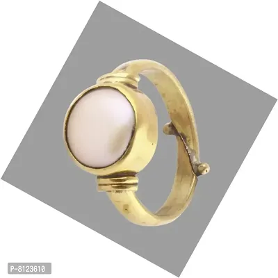 Gemstone Mart 13.25 Ratti 100% Certified Natural Pearl Gemstone Original Certified moti Adjustable panchhdhaatu Ring for Men and Women-thumb0
