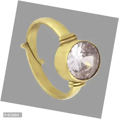 Gemstone Mart 4.25 Ratti Zircon Ring Diamond Ring American Diamond Zircon Stone Gold Plated Metal Adjustable Ring for Men and Wome