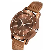 Yolako Brown Copper Roman Dial With King Brown Bracelet PU Men And Boys Watch-thumb2