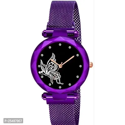 Yolako White Design Bty Dial Purple Megnet Belt Girls and Women Analog Watch-thumb2