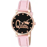 Yolako Queen Dial Rz Cash Pink Leather Analog Women and Girls Watch-thumb1