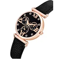 Yolako RL Cash Meena Black Dial Black Leather Women and Girls Watch-thumb1