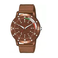 Yolako Brown Tri Dial With King Brown Bracelet PU Men And Boys Watch-thumb1