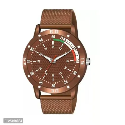 Yolako Brown Tri Dial With King Brown Bracelet PU Men And Boys Watch-thumb2