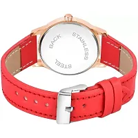 Yolako Meena Black Dial RL Rose Cash Red Leather Belt Women and Girls Watch-thumb2