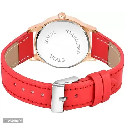 Yolako Meena Black Dial RL Rose Cash Red Leather Belt Women and Girls Watch-thumb3