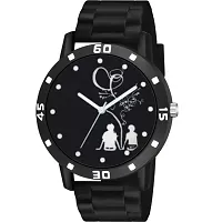 Yolako Love Couple Seat Print Dial Bumpper Pu Black Belt Men and Boy Watch-thumb1