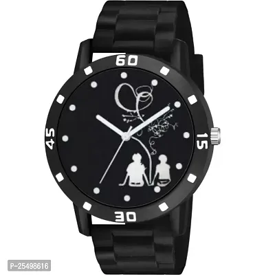 Yolako Love Couple Seat Print Dial Bumpper Pu Black Belt Men and Boy Watch-thumb2