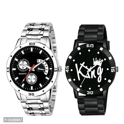 Yolako Silver Metal And King PU Men and Boys Watch-thumb0