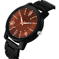 Yolako Black Cash Brown Roman PU Belt Men and Boys Analog Watch-thumb1