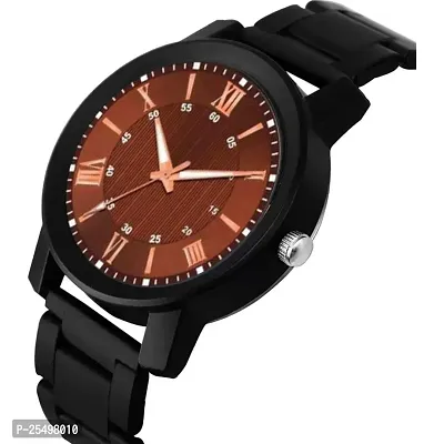 Yolako Black Cash Brown Roman PU Belt Men and Boys Analog Watch-thumb2