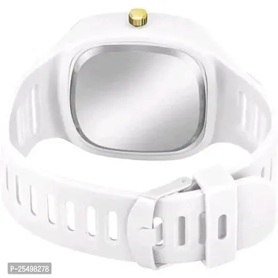 Yolako White Crono Sport New Square PU Men and Boys Watch-thumb4