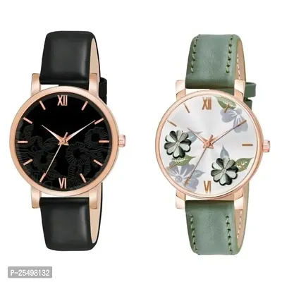 Yolako Leather Women And Girrls Combo Analog Watch