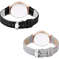 Yolako Three Butter Dial Black and Grey Leather Belt Girls and Women Watch-thumb2