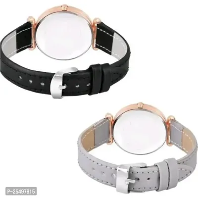 Yolako Three Butter Dial Black and Grey Leather Belt Girls and Women Watch-thumb3