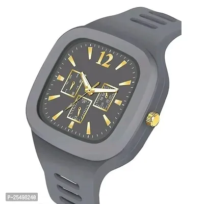 Yolako Grey Crono Square PU Men and Boys kids Watch-thumb3