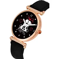 Yolako Couple Love Dial Rose Cash Black Leather Men And Boys Watch-thumb2