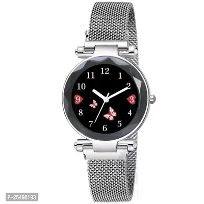 Yolako Black Dial Metal Silver Megnet Analog Women and Girls Watch-thumb2