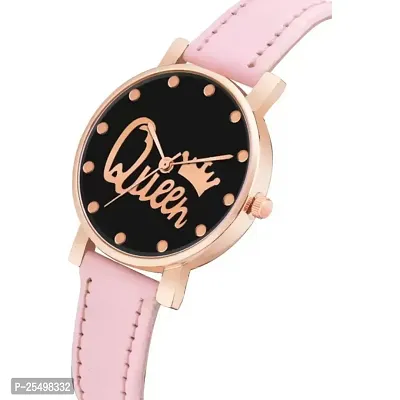 Yolako Queen Dial Rz Cash Pink Leather Analog Women and Girls Watch-thumb3