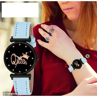 Yolako Queen Dial Rose Rl Cash Leather SkyBlue Belt Analog Women and Girls Watch