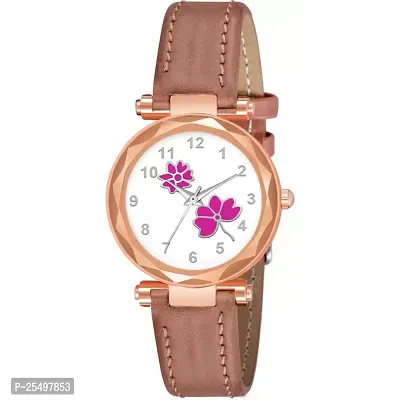 Yolako Pink Bty Dial Peach Leather Belt Rose Cash Girls and Women Analog Watch-thumb2