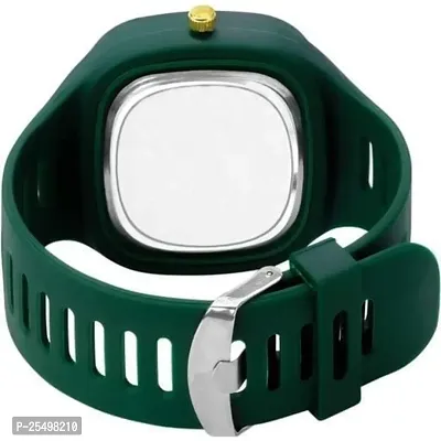 Yolako Crono Green Square PU Men and Women Watch-thumb4