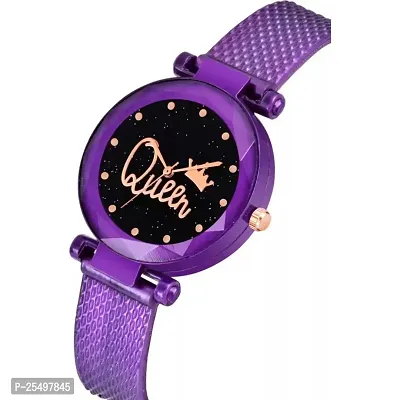 Yolako Queen Dial Purple Pu Meg Cash Girls and Women Analog Watch-thumb3