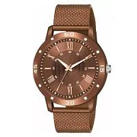 Yolako Brown Copper Roman Dial With King Brown Bracelet PU Men And Boys Watch-thumb1