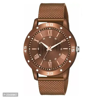 Yolako Brown Copper Roman Dial With King Brown Bracelet PU Men And Boys Watch-thumb2