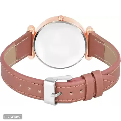 Yolako Pink Bty Dial Peach Leather Belt Rose Cash Girls and Women Analog Watch-thumb4