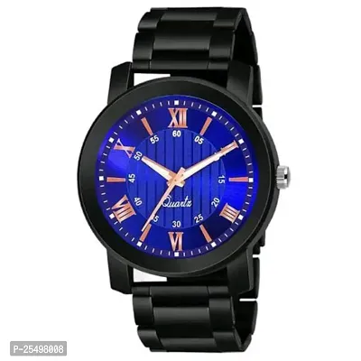 Yolako Black Cash Blue Roman PU Belt Men and Boys Analog Watch