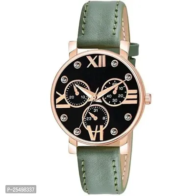 Yolako Meena Dial Rz Cash Green Leather Analog Women and Girls Watch-thumb0