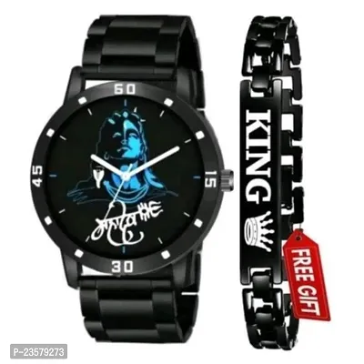 Stylish Men Metal Analog Watch with Bracelet