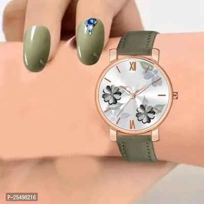 Yolako ladies Green Leather Analog Women and Girls Watch